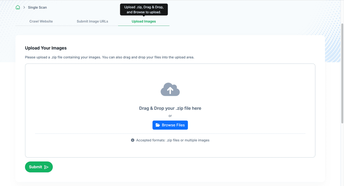 PicDefense Proof Vault step 1: Select images from your compliance inventory that need license proof documentation