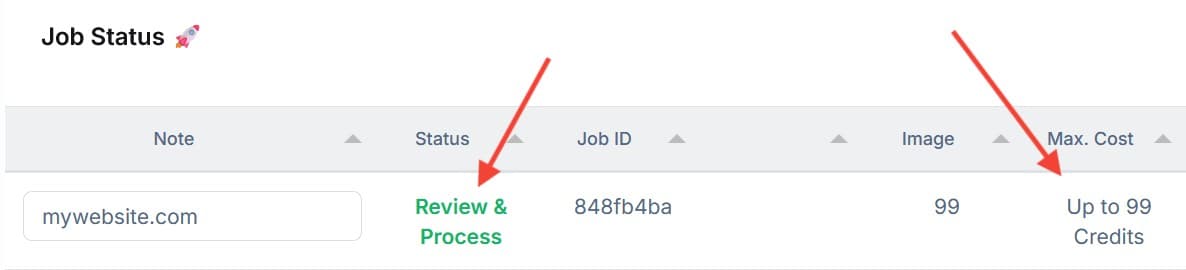 Review and Process Discovered Images PicDefense review and process screen showing discovered image count and processing cost