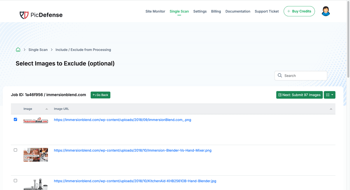 Step 2 - Crawl in Progress PicDefense step 2: Deep crawl in progress mapping every image across pages, CDNs, and subdomains